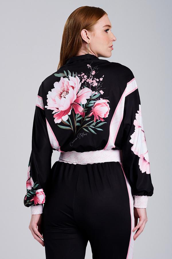 CHAQUETA BOMBER CON ESTAMPADO FLOR