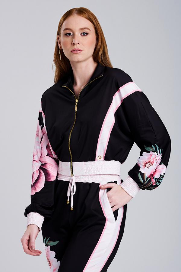 CHAQUETA BOMBER CON ESTAMPADO FLOR