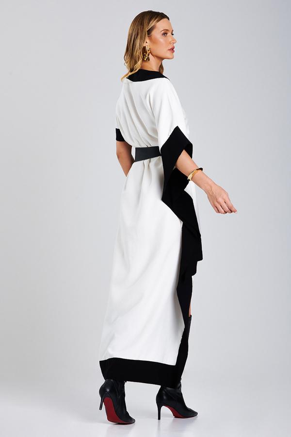 VESTIDO BICOLOR CON CINTURON