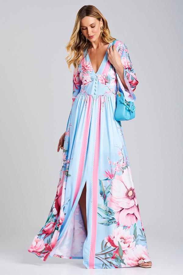 VESTIDO CON ESTAMPADO CUELLO V