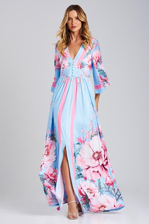 VESTIDO CON ESTAMPADO CUELLO V