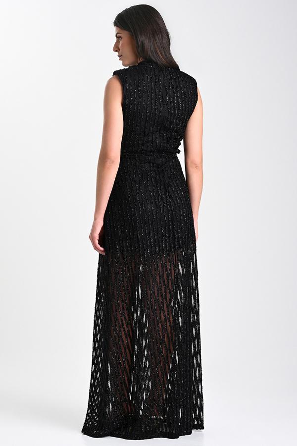 VESTIDO CON ABERTURA Y TRANSPARENCIA