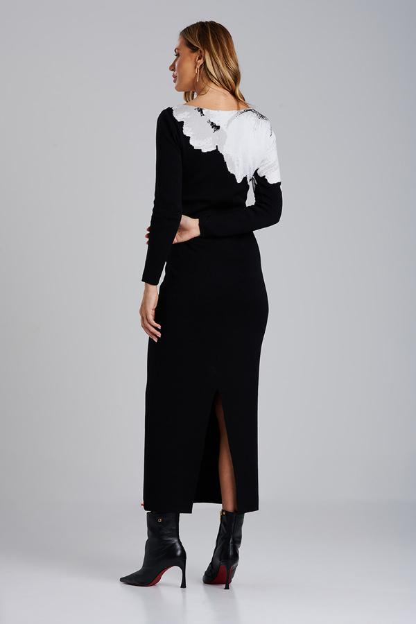 VESTIDO BICOLOR CON ABERTURA
