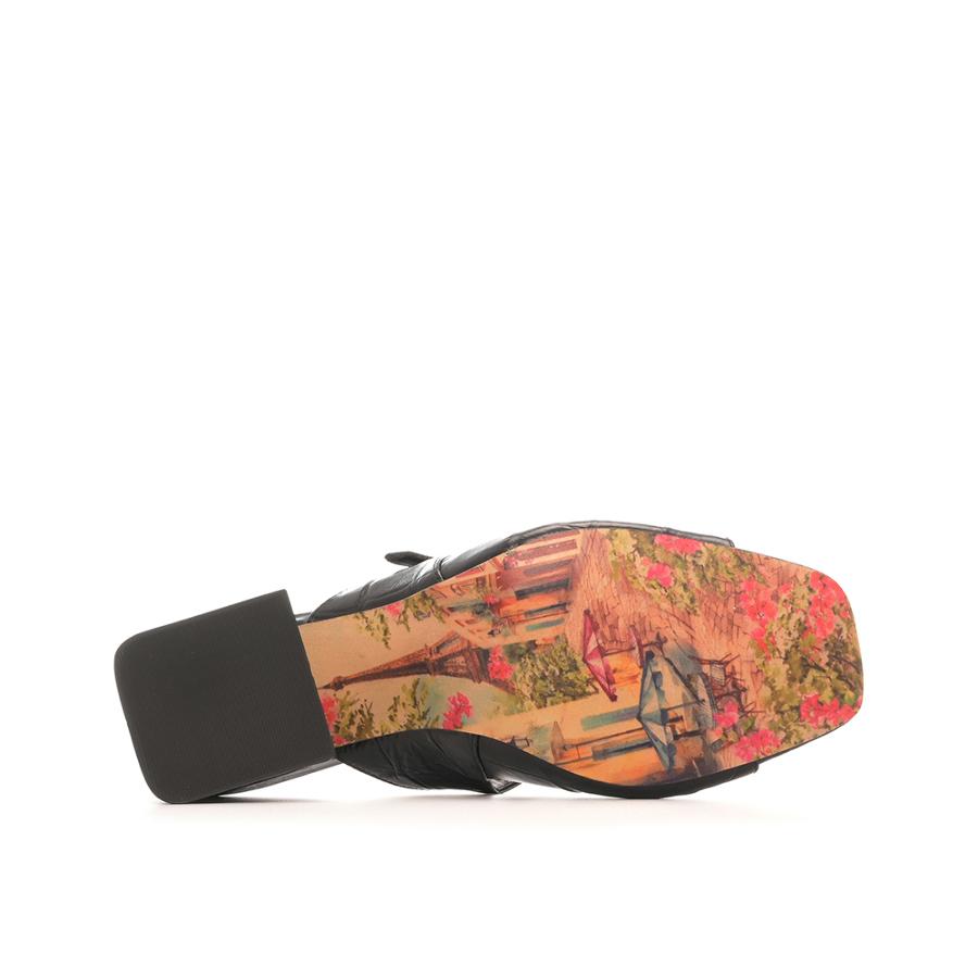 SANDALIA TACO CUADRADO CON TEXTURA