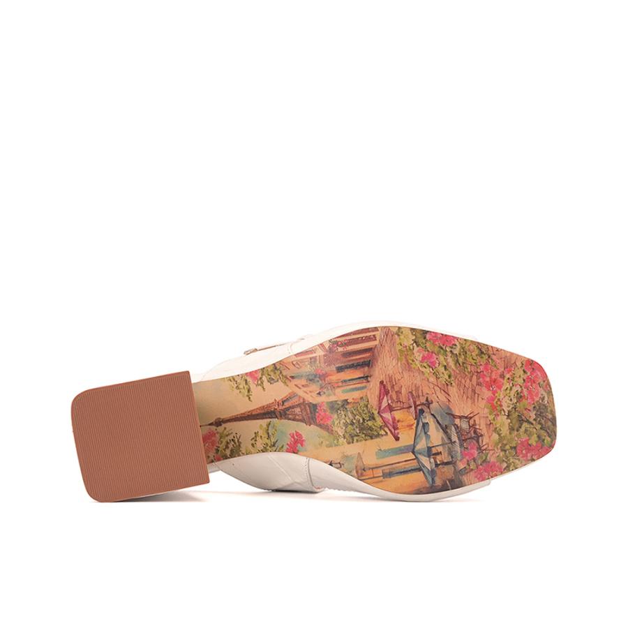 SANDALIA BLANCA TACO CUADRADO