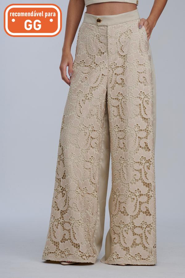 PALAZZO BEIGE CON BORDADO