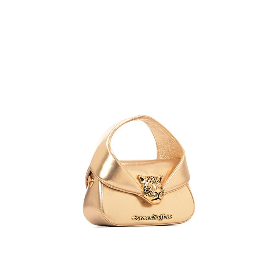 CARTERA DORADA CON DISEÑO LEOPARDO