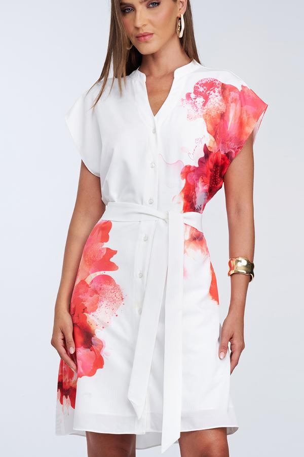 VESTIDO CUELLO V CON ESTAMPADO