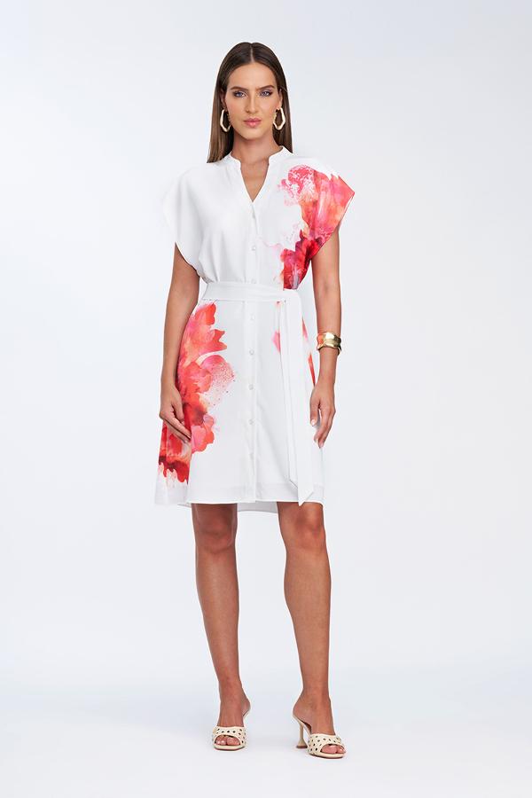 VESTIDO CUELLO V CON ESTAMPADO