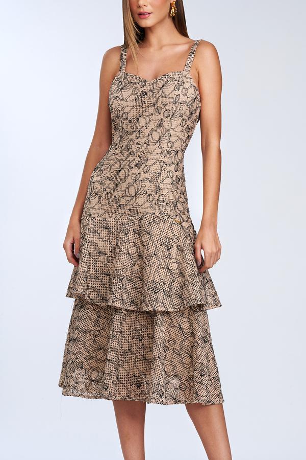 VESTIDO BORDADO FLOR CON CAPAS