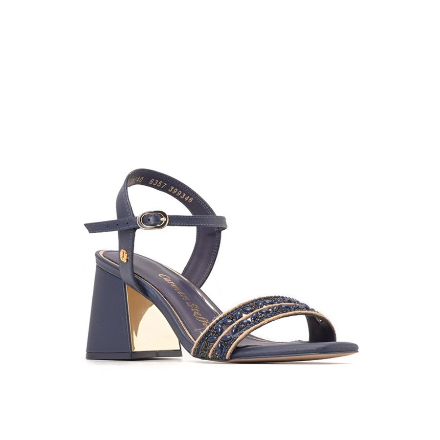 SANDALIA AZUL TACO CUADRADO