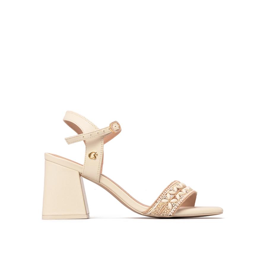 SANDALIA OFF WHITE TACO CUADRADO