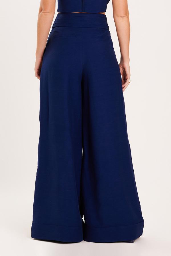 PALAZZO AZUL CON PRETINA ANCHA