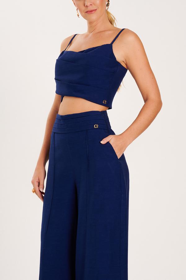 PALAZZO AZUL CON PRETINA ANCHA