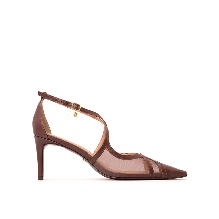 STILETTO MARRON CON TRANSPARENCIA