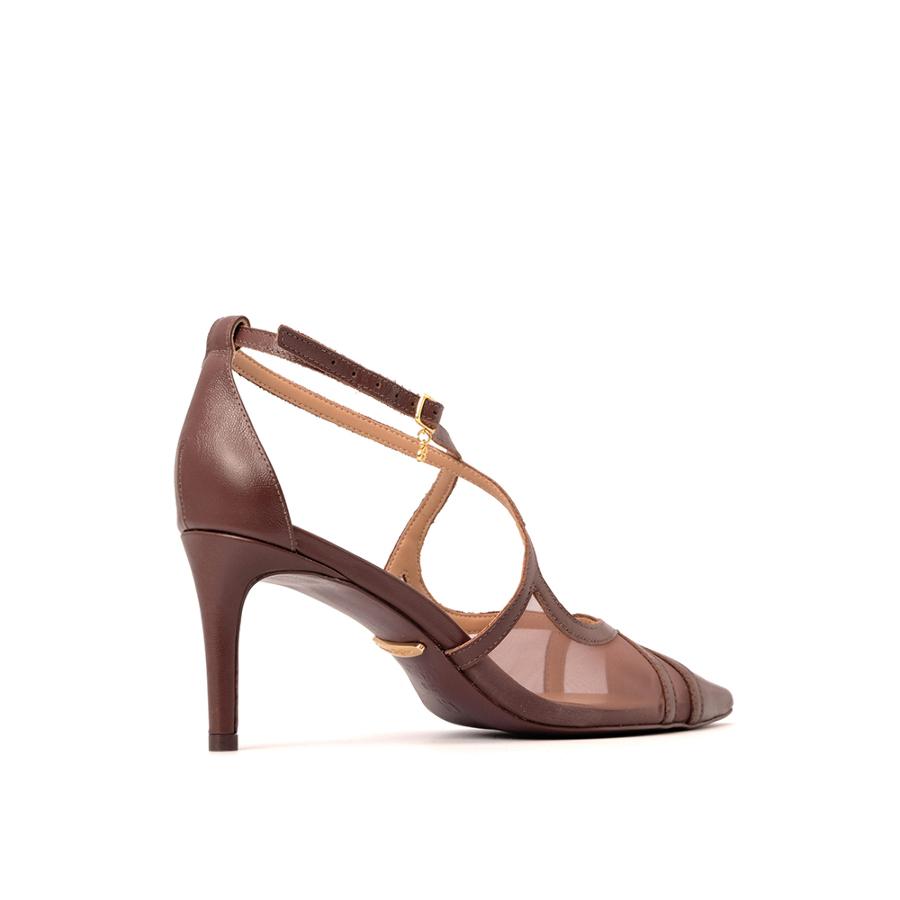 STILETTO MARRON CON TRANSPARENCIA