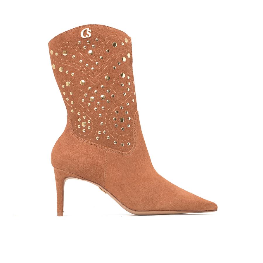 BOTA GAMUZA CAMEL CON TACHAS