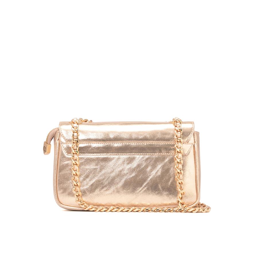 CARTERA DORADA CON ASA DE CADENA
