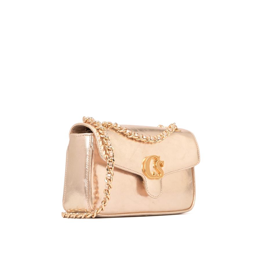 CARTERA DORADA CON ASA DE CADENA