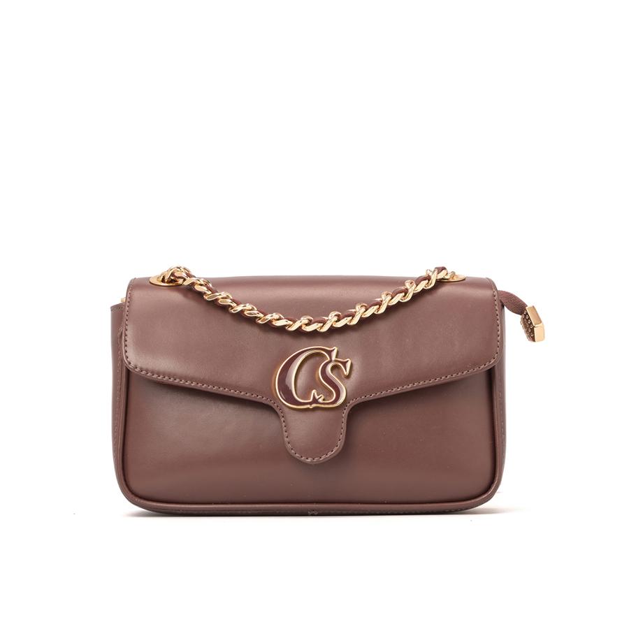 CARTERA MARRON CON ASA DE CADENA