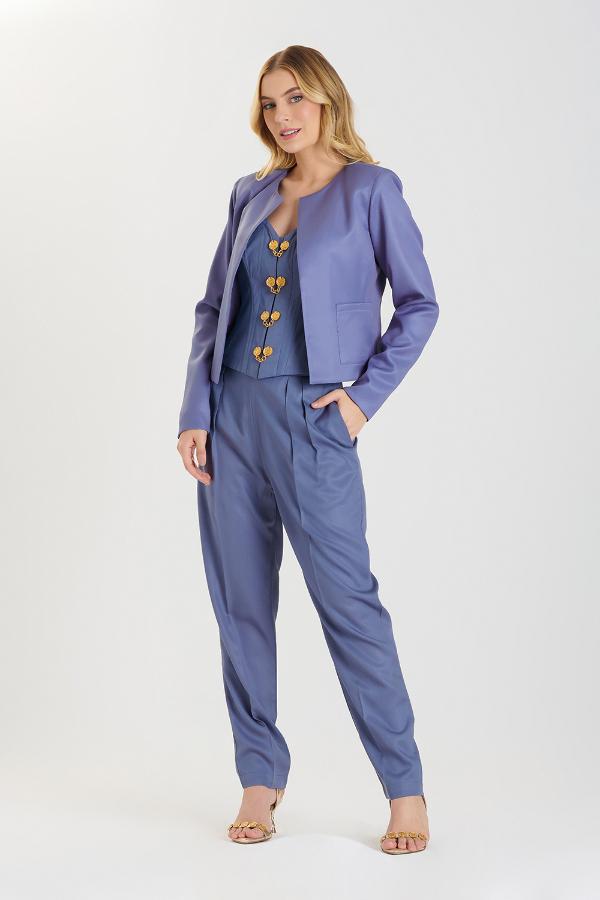 CHAQUETA CROPPED AZUL ACERO