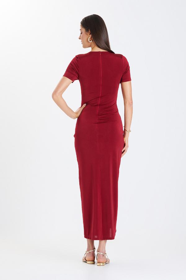 VESTIDO BURDEO CON DRAPEADO