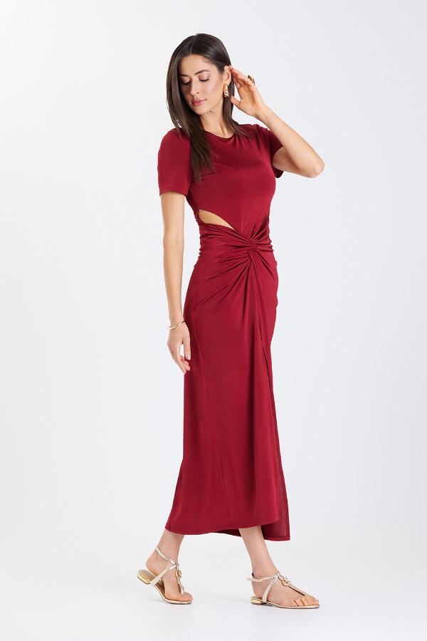 VESTIDO BURDEO CON DRAPEADO