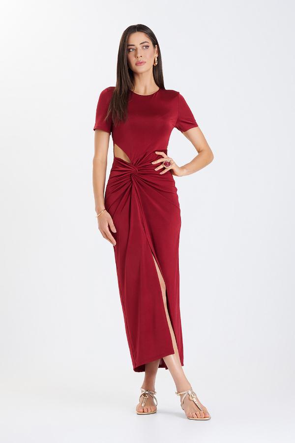 VESTIDO BURDEO CON DRAPEADO