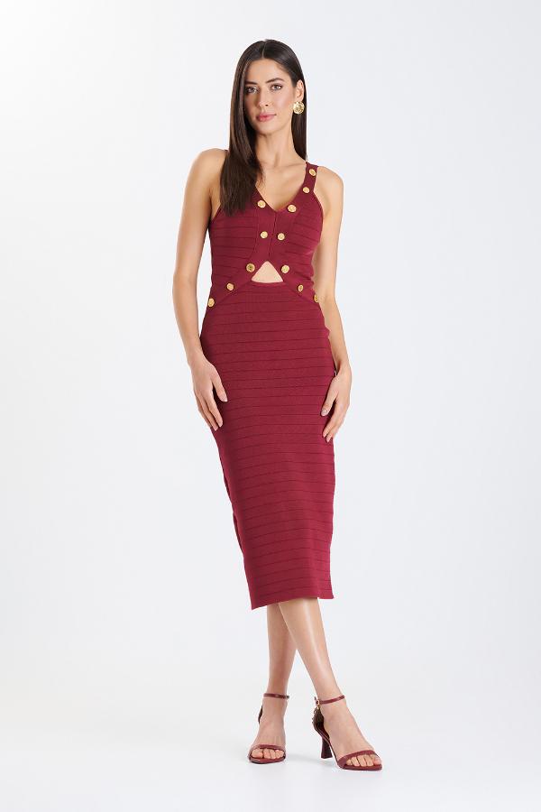 VESTIDO TRICOT  BURDEO CON MEDALLA CS
