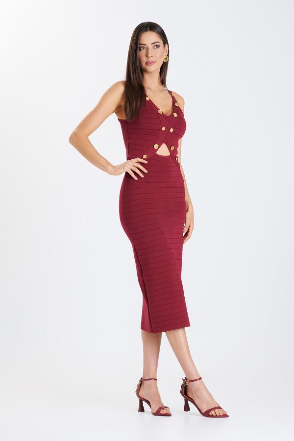 VESTIDO TRICOT  BURDEO CON MEDALLA CS