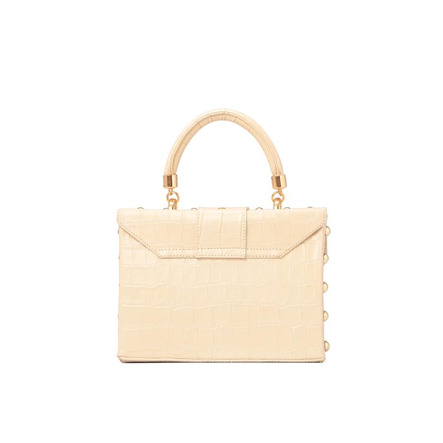 CARTERA BEIGE CON TEXTURA Y ACCESORIOS