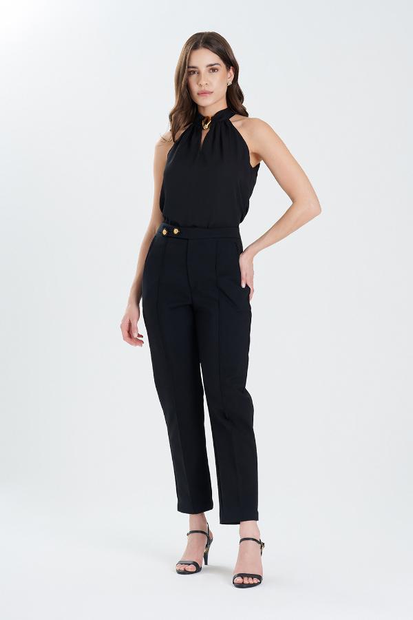 BLUSA CUELLO MAO CON ACCESORIO