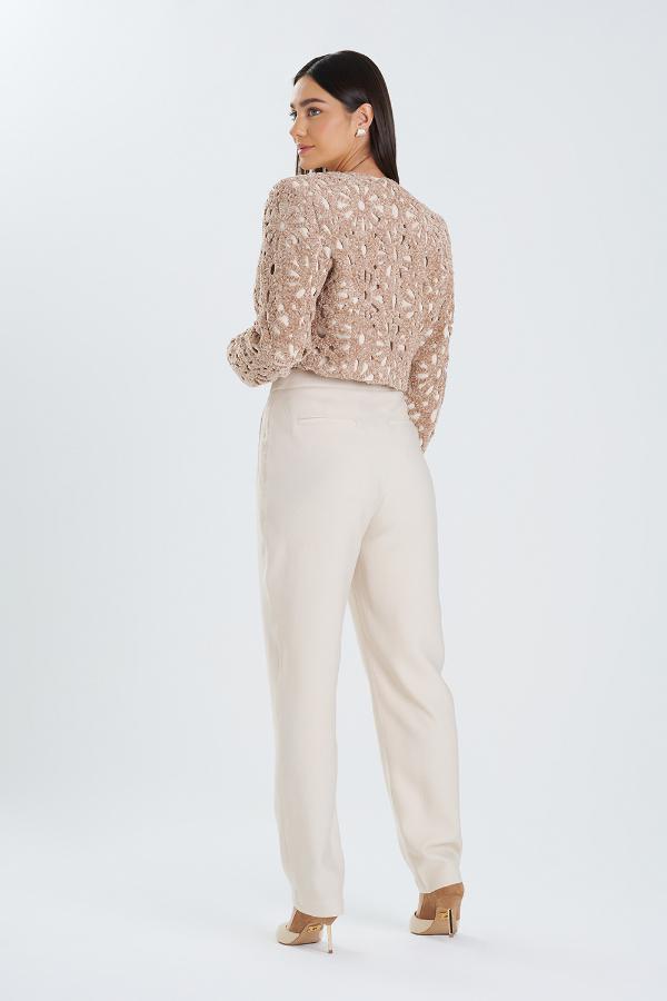 BLUSA BEIGE CON TIRANTE CADENA