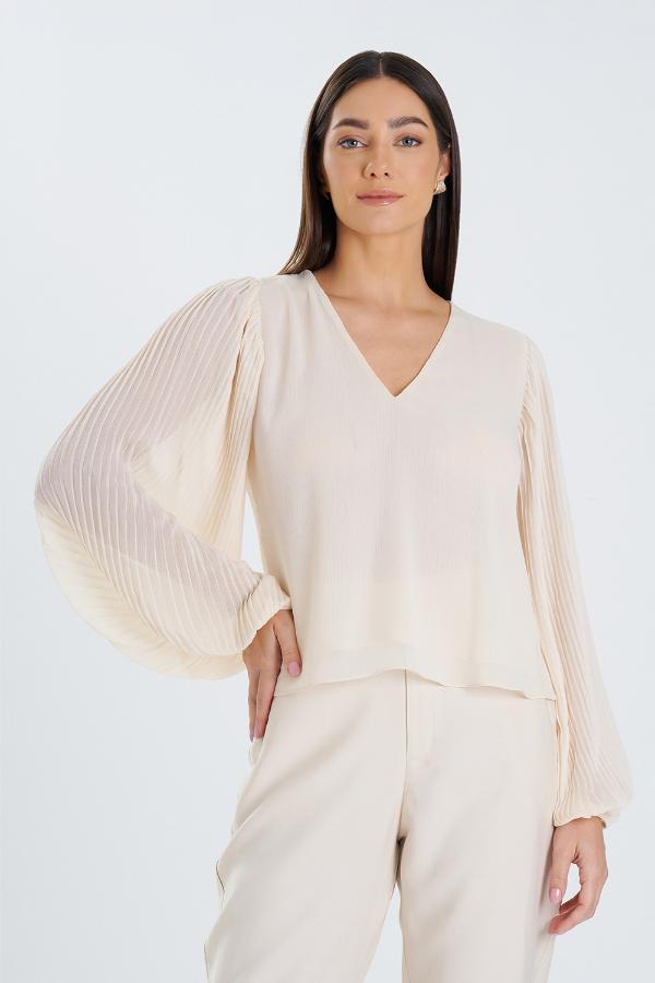 BLUSA BEIGE MANGA GLOBO