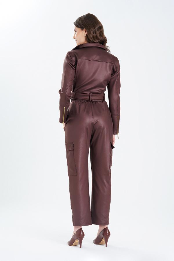 CHAQUETA MARRON CON CINTURON