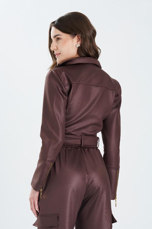 CHAQUETA MARRON CON CINTURON