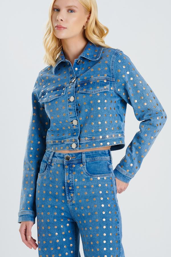 CHAQUETA DE JEANS CON TACHAS