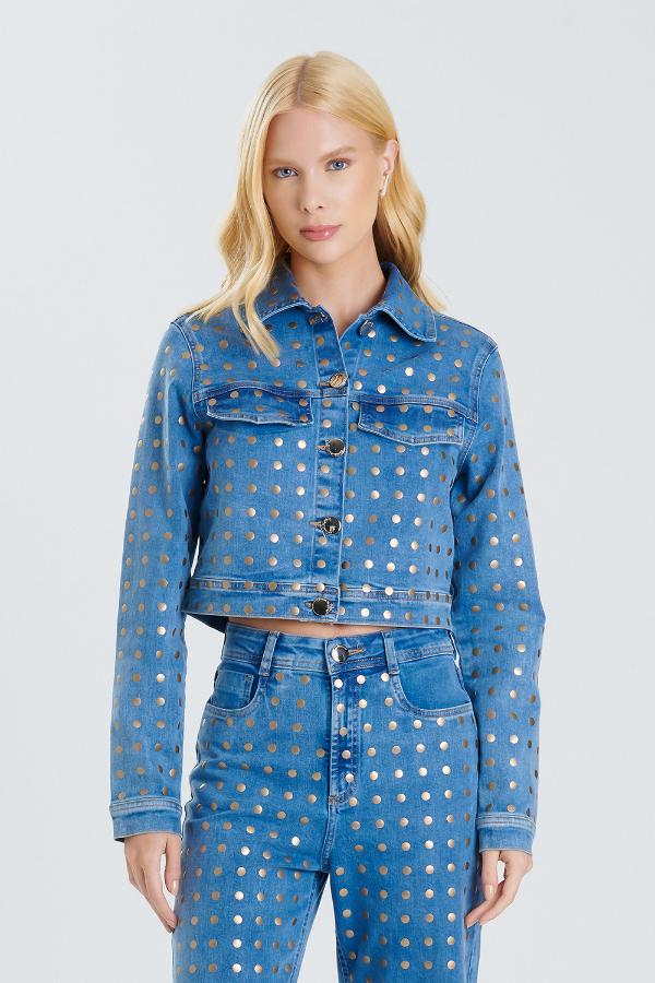 CHAQUETA DE JEANS CON TACHAS
