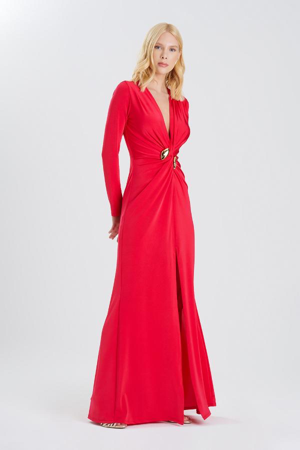 VESTIDO ROJO INTESO CON ACCESORIO