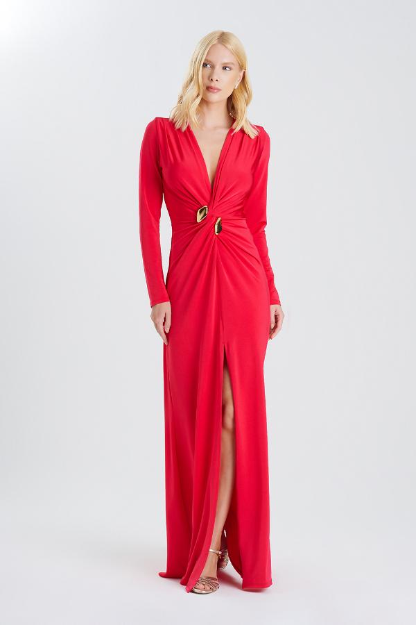VESTIDO ROJO INTESO CON ACCESORIO