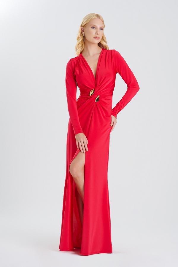 VESTIDO ROJO INTESO CON ACCESORIO