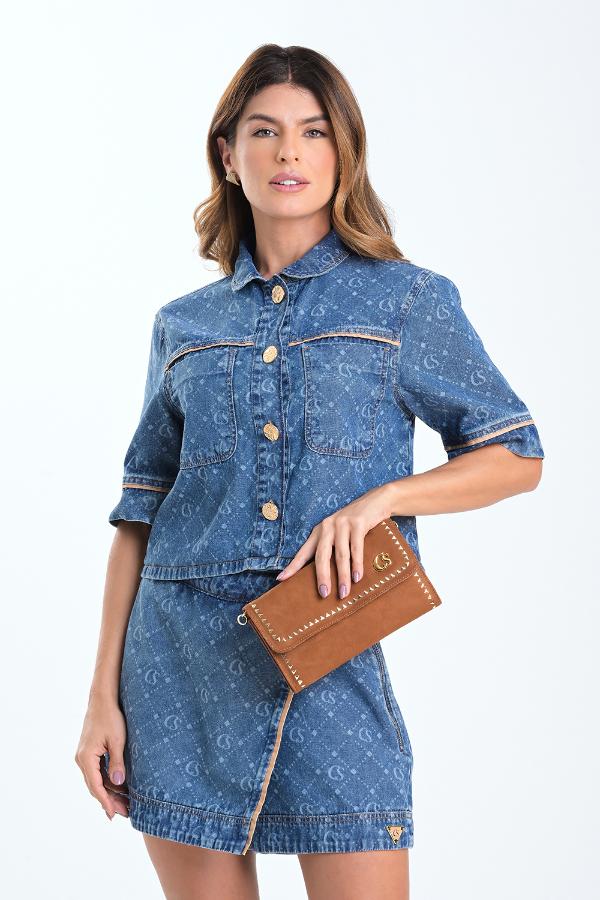 CLUTCH CAMEL DE GAMUZA