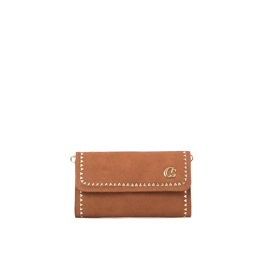 CLUTCH CAMEL DE GAMUZA