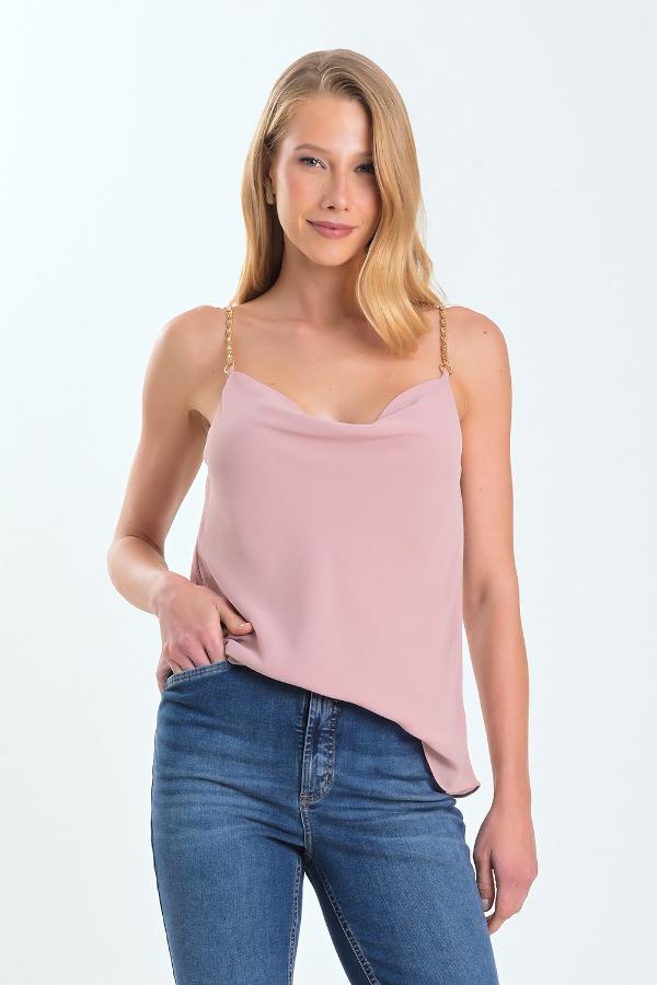 BLUSA ROSADA TIRAS CON CADENA