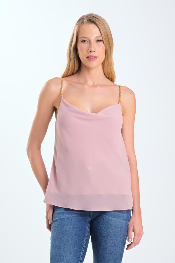 BLUSA ROSADA TIRAS CON CADENA