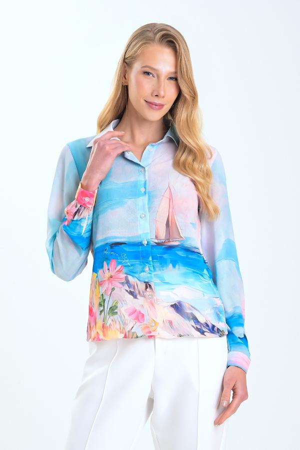 CAMISA CON ESTAMPADO MAR