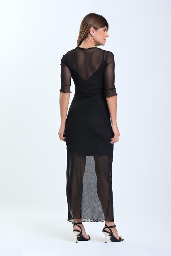 VESTIDO NEGRO CON TRANSPARENCIA
