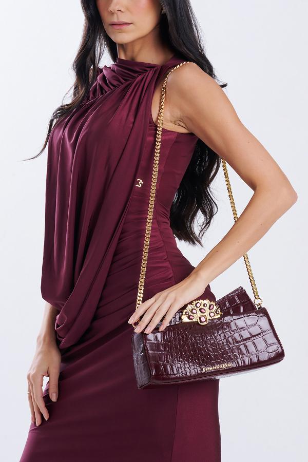 CARTERA BURDEO CON TEXTURA Y ACCESORIO