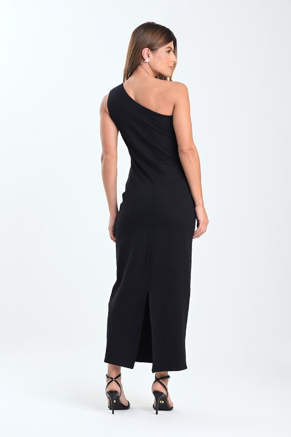 VESTIDO ASIMETRICO CON ACCESORIO