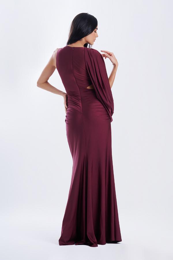 VESTIDO BURDEO CON DRAPEADO